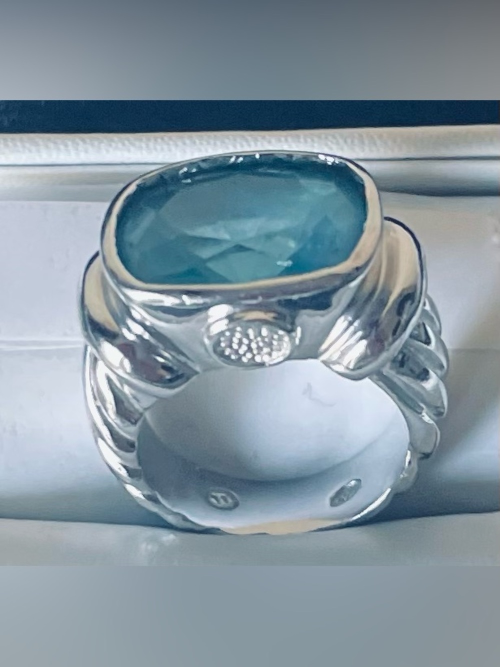 Sterling Silver and Large Blue Topaz Ring